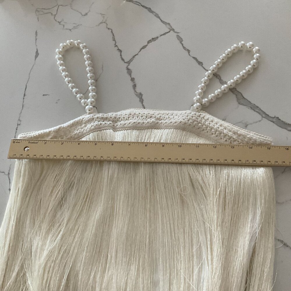π€ BOSTON PROPER Pearl Embellished Fringe Knit Top Tank Flapper Ivory White - Picture 10 of 15